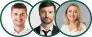 Portraits de trois clients souriants